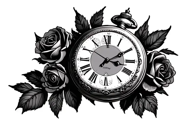 antique pocket watch with roses