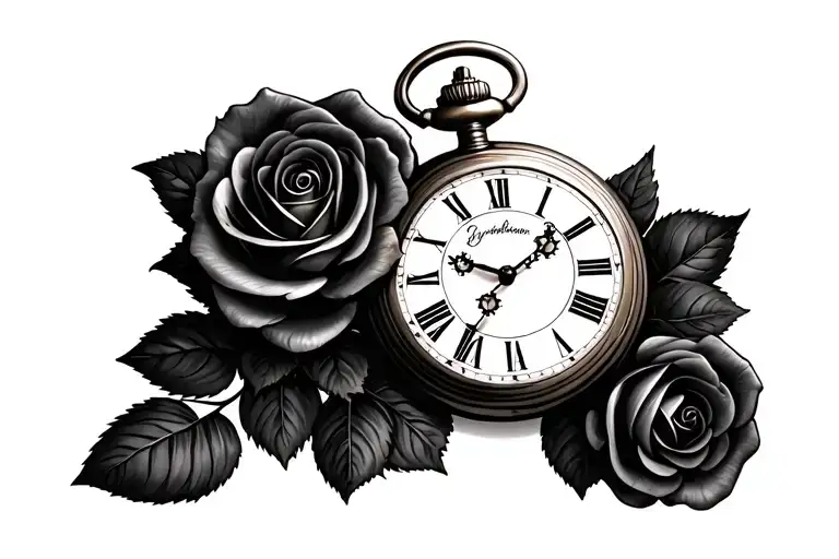 antique pocket watch with roses - Variation 2