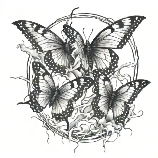 butterflies with lightning chaining through them - Variation 1