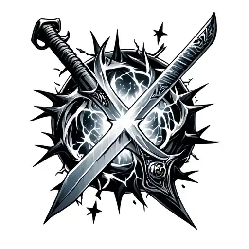sword lighting storm stars thorns - Variation 2
