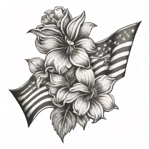 flower with two flags - Variation 2