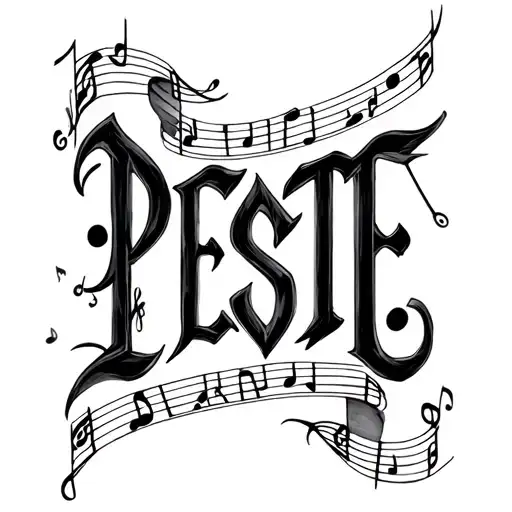 the word PESTE with music notes - Variation 2