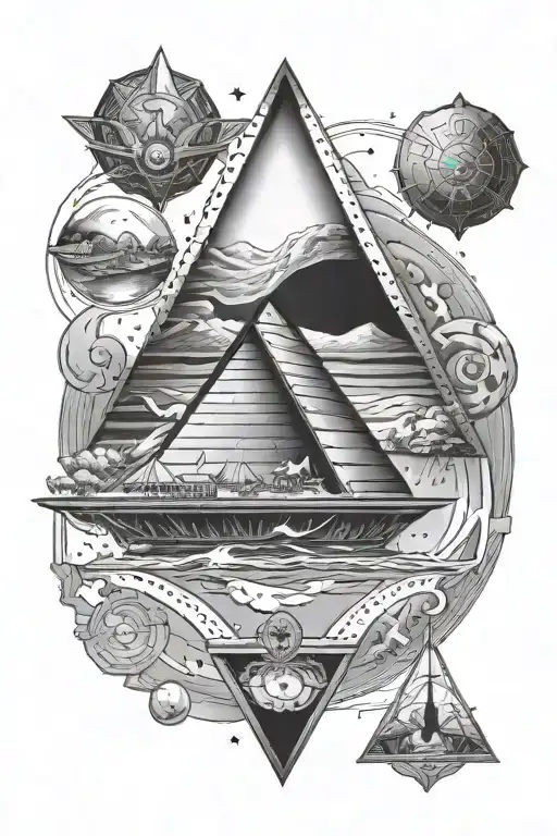 generate a tattoo of lost atlantis under pyramids that have above yhem thr galaxy eith a ufo and anubis