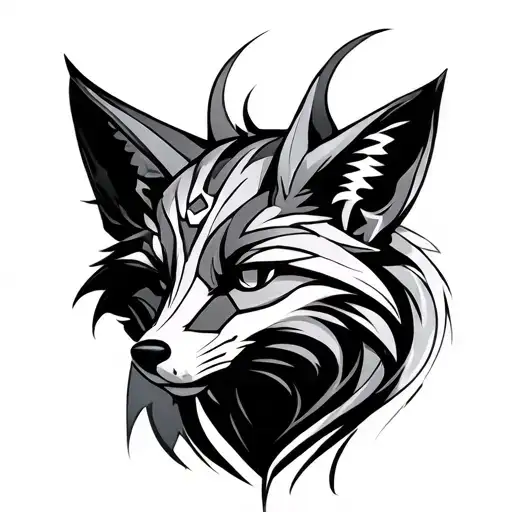 cyber fox line art