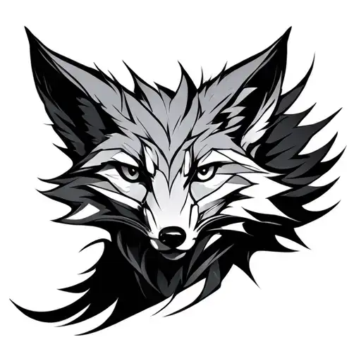 cyber fox line art - Variation 2