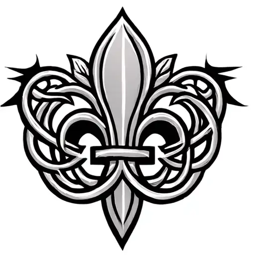 Celtic Knot Fleur de Lis combined tattoo - Variation 4