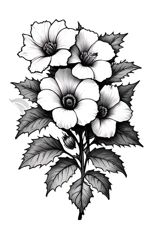 aster, morning glory and holly and narcissus flowers - Variation 2