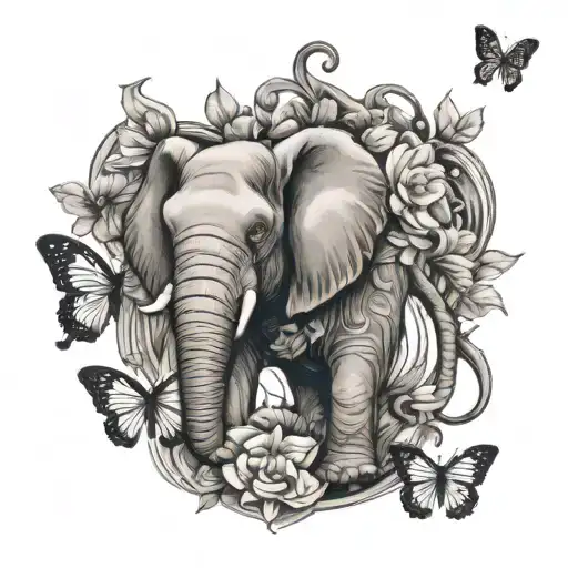 Elephant And Butterfly