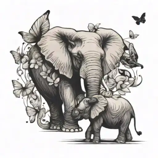 Elephant And Butterfly - Variation 2
