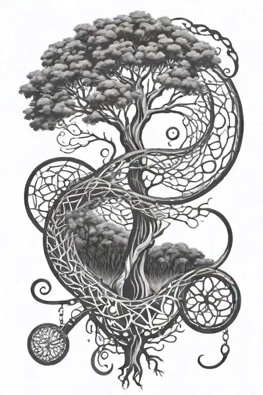 tree and dna spiral merging