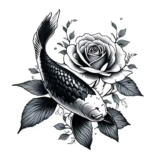 Koi & rose - Variation 2