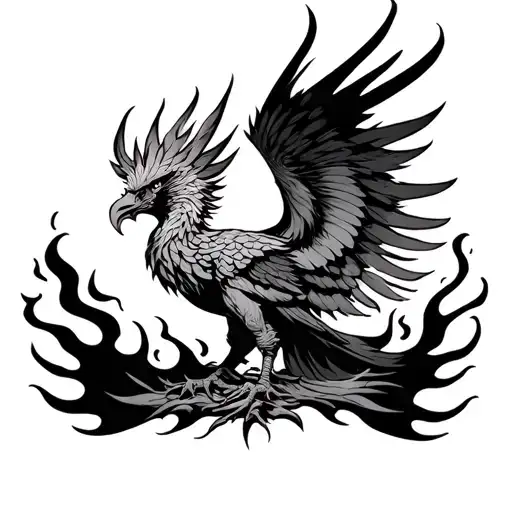 fierce Phoenix rising from flames