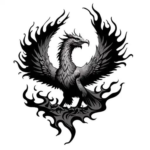 fierce Phoenix rising from flames - Variation 2