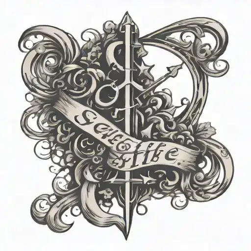 Sacrifice in cursive with filler background
