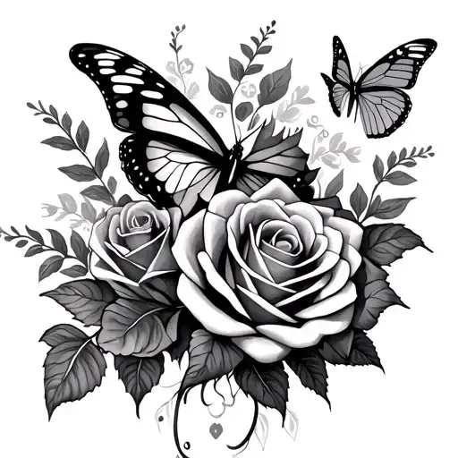 roses and butterflys  - Variation 2