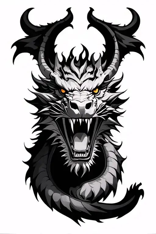 Leon roaring and dragon