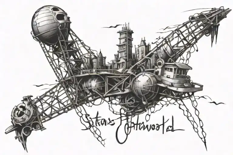 tattoo with writing: "seems like the life I need." It has to be a sentence with an Astroworld-style rollercoaster wrappe - Variation 2