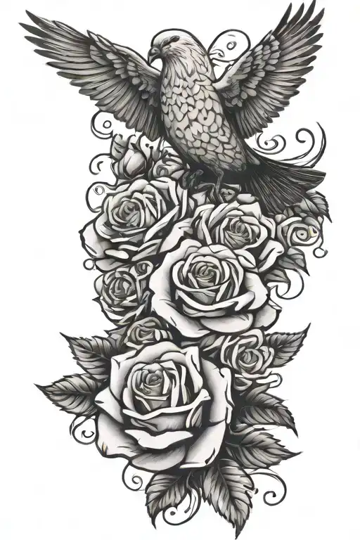 roses dove carrying roses