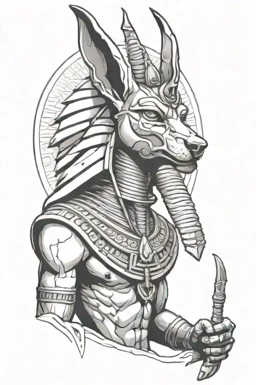 Egyptian god Anubis holding - Variation 2