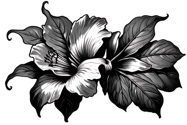 flor con hoja volando - Variation 1
