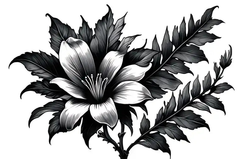 flor con hoja volando - Variation 2