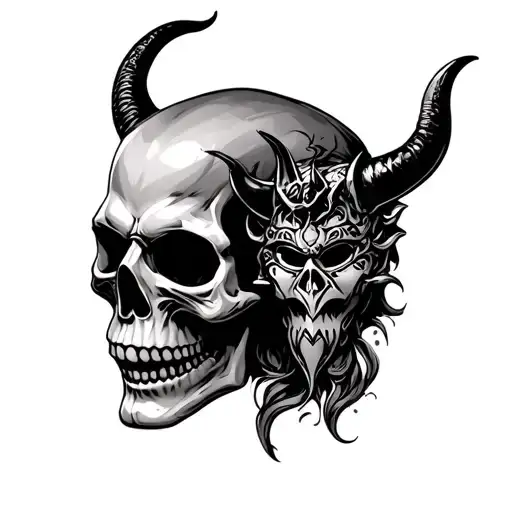 skull with a demon mask adorned - Variation 2