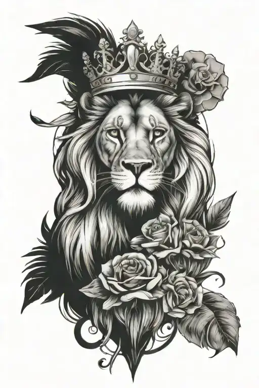 money, power, lion wearing crown, womens face - Variation 1