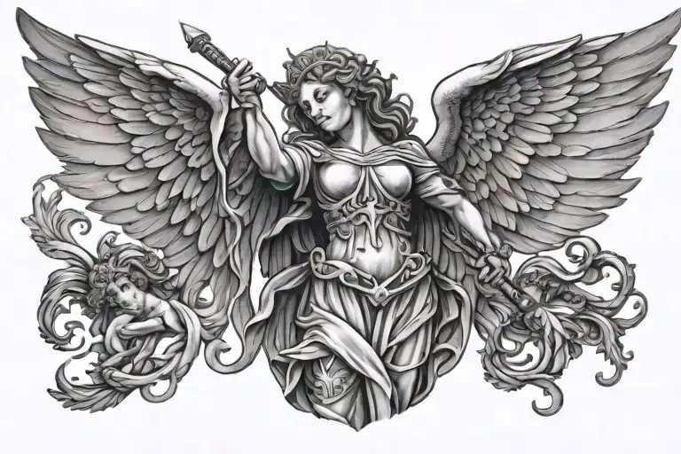 angels and patriotic arm sleeve - Variation 2