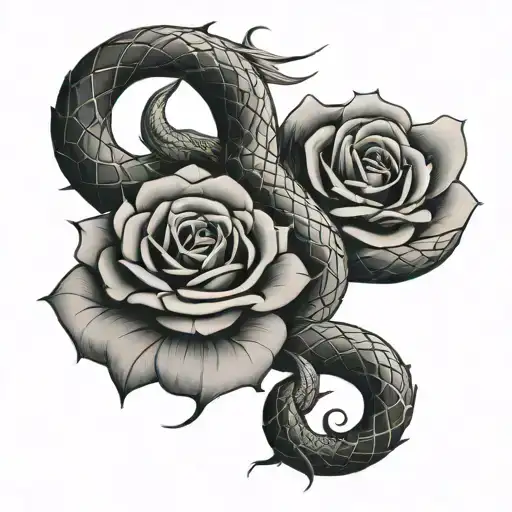 serpent et rose intertwined