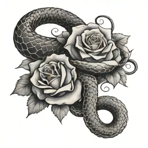 serpent et rose intertwined - Variation 2