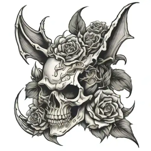 skull dragon rose growing - Variation 3