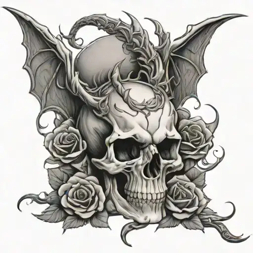 skull dragon rose growing - Variation 4