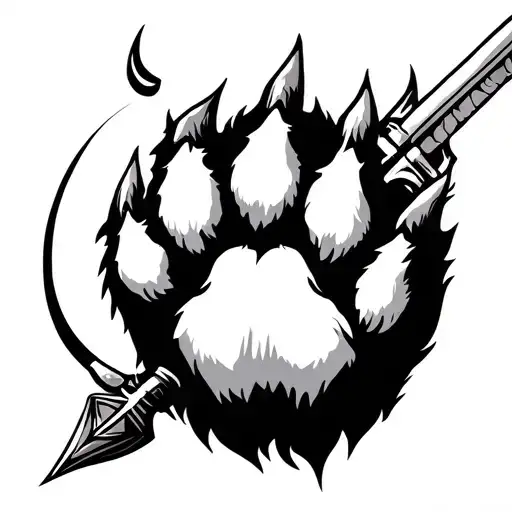 cat paw with dagger behind it - Variation 3