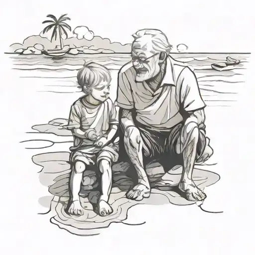 grandpa and grandson at beach - Variation 1