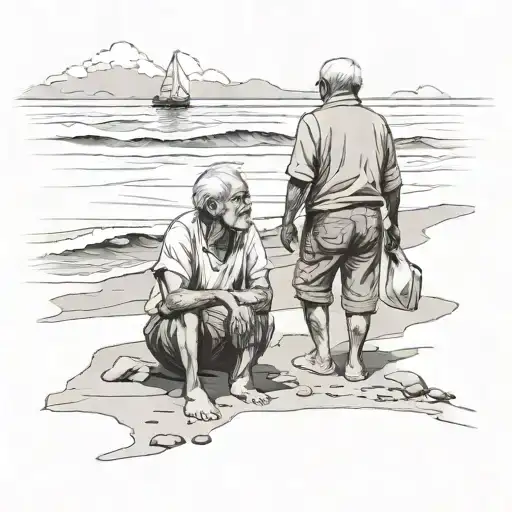 grandpa and grandson at beach - Variation 2
