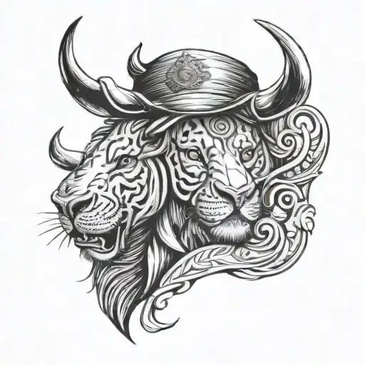 assam hat + Lion + Rhino horn - Variation 4