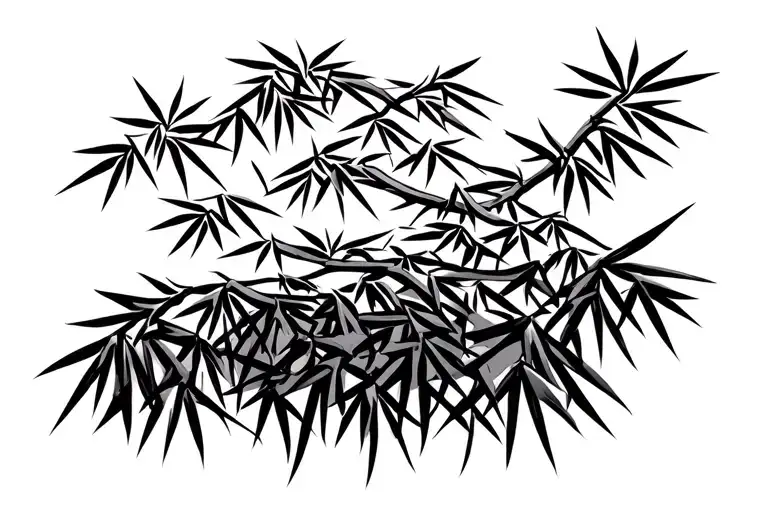bamboo very thin young branches horisontal - Variation 2