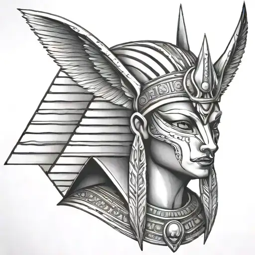 piramide Cleopatra Anubis chicano style tattoo - Variation 5