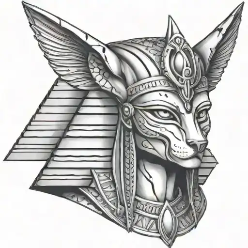 piramide Cleopatra Anubis chicano style tattoo - Variation 6