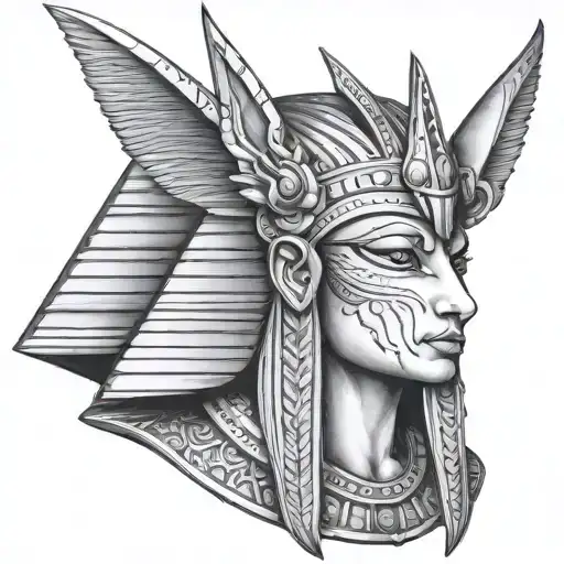 piramide Cleopatra Anubis chicano style tattoo - Variation 7