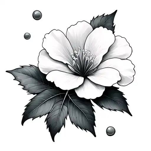 Cherry tree flower with a leaf falling - Variation 1