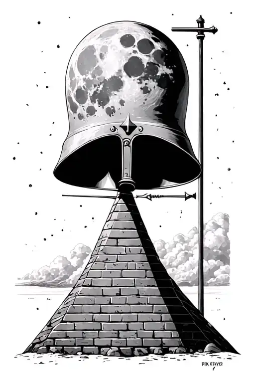 pink floyd division bell cover art pole and prism and moon and brickwall - Variation 2