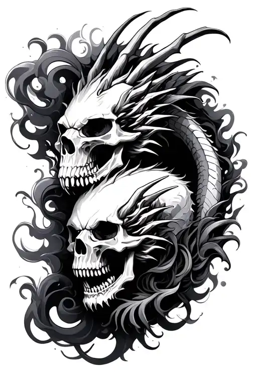 skulls dragons and smoke swirling