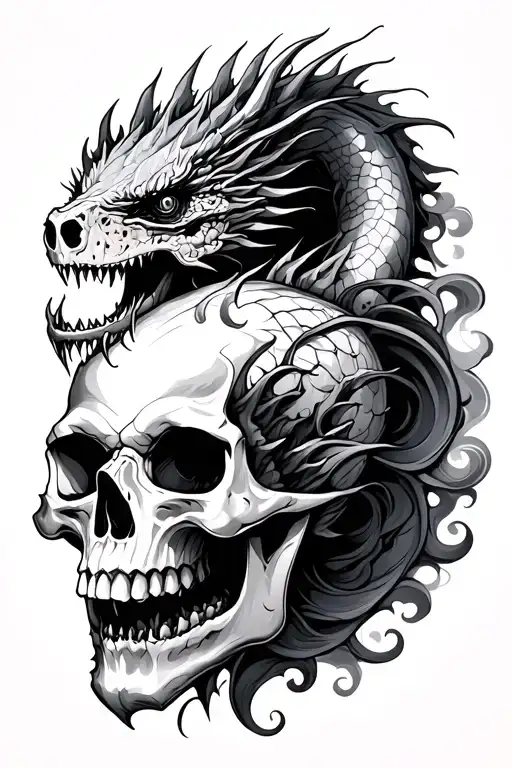 skulls dragons and smoke swirling - Variation 2