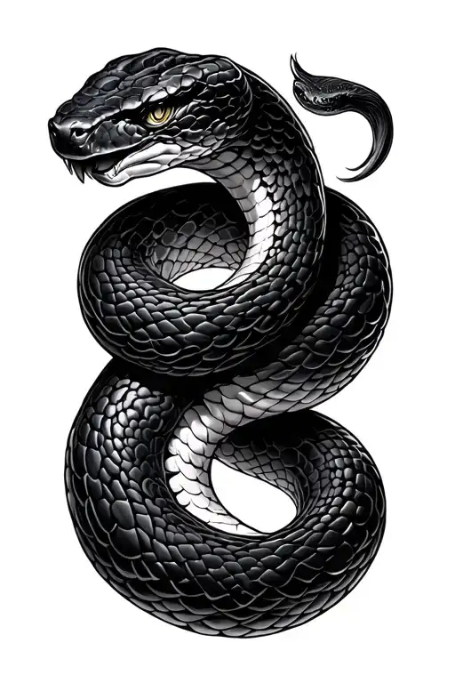 black thin snake coiled 