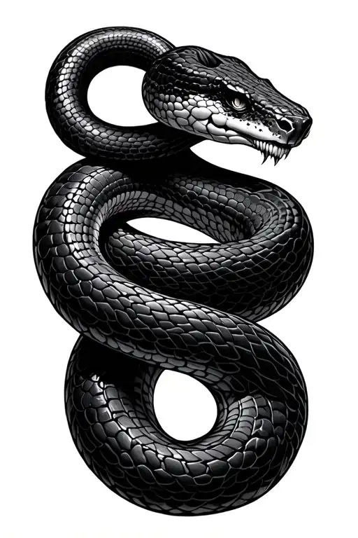 black thin snake coiled  - Variation 2