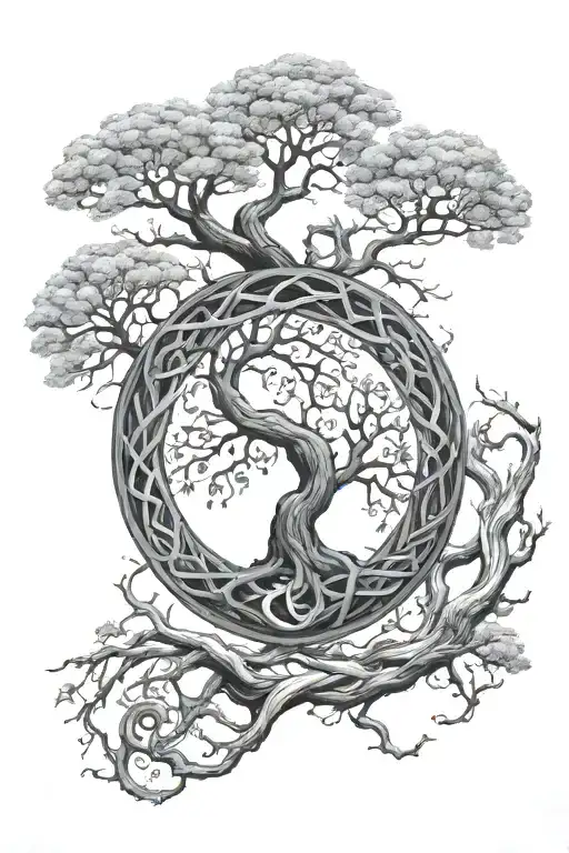 ouroboros wrapped around the tree of life - Variation 2