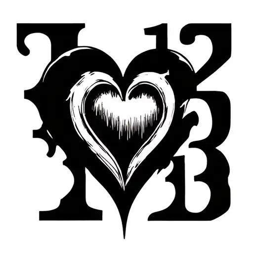 heart inside it is the number 13 - Variation 2