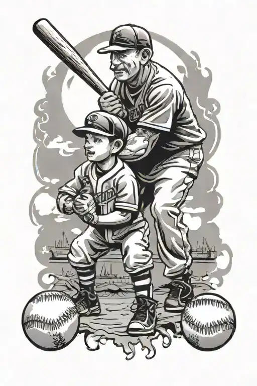father and son baseball - Variation 2