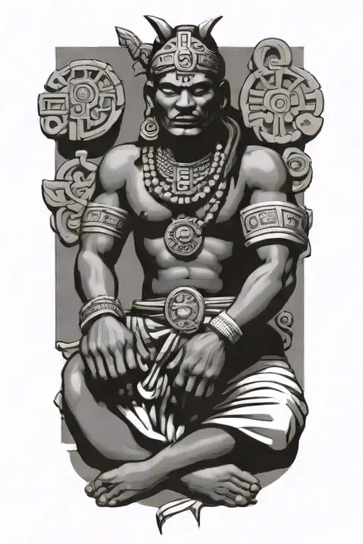 mayan god itzamná sitting cross legged pose holding